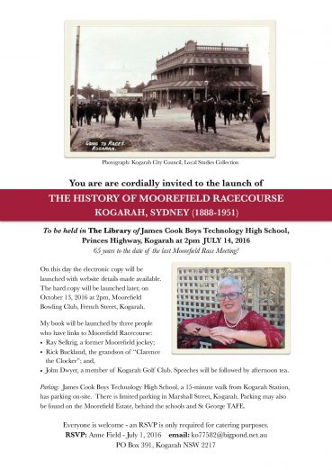 Book Launch – July 14 2016 Moorefield Racecourse Kogarah