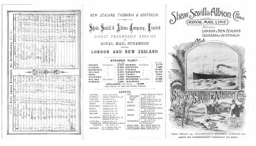 Shaw Savill & Albion Company 1912 Brochure, Grannie’s travel London to Sydney