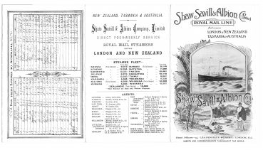 Shaw Savill & Albion Company 1912 Brochure, Grannie’s travel London to Sydney